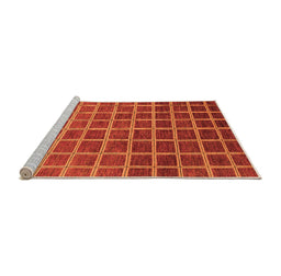 Sideview of Machine Washable Checkered Orange Modern Area Rugs, wshabs1580org