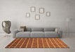 Machine Washable Checkered Brown Modern Rug in a Living Room,, wshabs1580brn