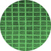 Round Checkered Emerald Green Modern Rug, abs1580emgrn