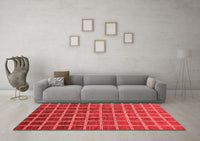 Machine Washable Checkered Red Modern Rug, wshabs1580red