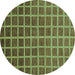 Round Checkered Turquoise Modern Rug, abs1580turq