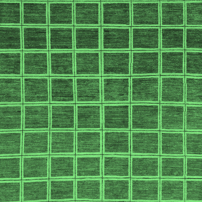 Machine Washable Checkered Emerald Green Modern Area Rugs, wshabs1580emgrn