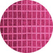 Round Checkered Pink Modern Rug, abs1580pnk