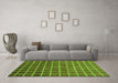 Machine Washable Checkered Green Modern Area Rugs in a Living Room,, wshabs1580grn