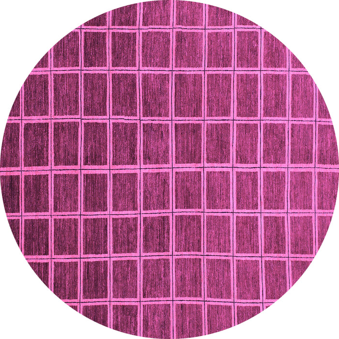 Round Machine Washable Checkered Purple Modern Area Rugs, wshabs1580pur