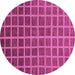 Round Machine Washable Checkered Purple Modern Area Rugs, wshabs1580pur