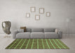 Machine Washable Checkered Turquoise Modern Area Rugs in a Living Room,, wshabs1580turq