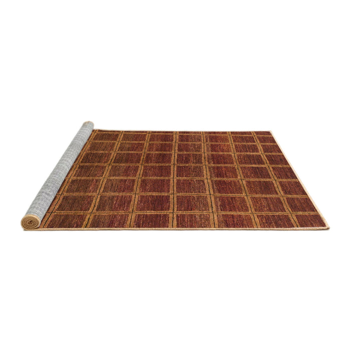Sideview of Machine Washable Abstract Saffron Red Rug, wshabs1581