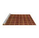 Sideview of Machine Washable Abstract Saffron Red Rug, wshabs1581