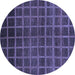 Round Abstract Blue Modern Rug, abs1581blu