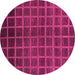 Round Machine Washable Abstract Pink Modern Rug, wshabs1581pnk