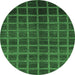 Round Abstract Emerald Green Modern Rug, abs1581emgrn