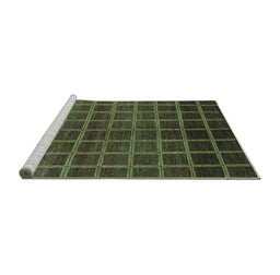 Sideview of Machine Washable Abstract Turquoise Modern Area Rugs, wshabs1581turq