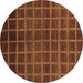 Round Machine Washable Abstract Brown Modern Rug, wshabs1581brn