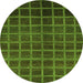 Round Abstract Green Modern Rug, abs1581grn