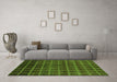 Machine Washable Abstract Green Modern Area Rugs in a Living Room,, wshabs1581grn