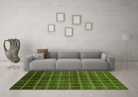 Machine Washable Abstract Green Modern Rug, wshabs1581grn