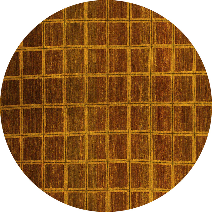 Round Abstract Yellow Modern Rug, abs1581yw