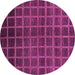 Round Machine Washable Abstract Purple Modern Area Rugs, wshabs1581pur