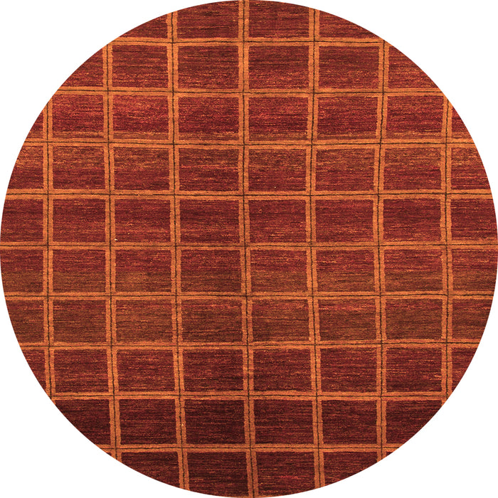 Round Machine Washable Abstract Orange Modern Area Rugs, wshabs1581org