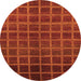 Round Machine Washable Abstract Orange Modern Area Rugs, wshabs1581org