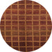 Round Machine Washable Abstract Saffron Red Rug, wshabs1581