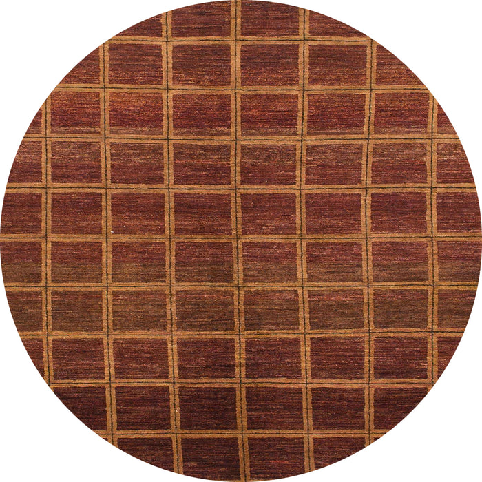 Round Abstract Saffron Red Modern Rug, abs1581