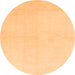 Round Machine Washable Solid Orange Modern Area Rugs, wshabs1582org