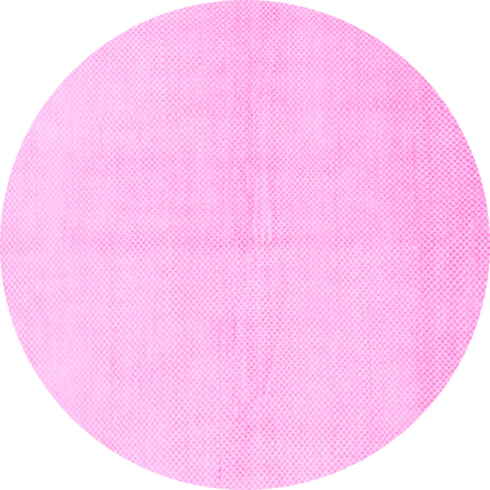 Round Machine Washable Solid Pink Modern Rug, wshabs1582pnk