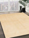 Abstract Khaki Gold Solid Rug in Family Room, abs1582