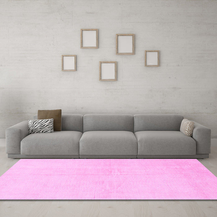 Machine Washable Solid Pink Modern Rug in a Living Room, wshabs1582pnk