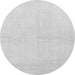 Round Machine Washable Solid Gray Modern Rug, wshabs1582gry