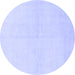 Round Machine Washable Solid Blue Modern Rug, wshabs1582blu