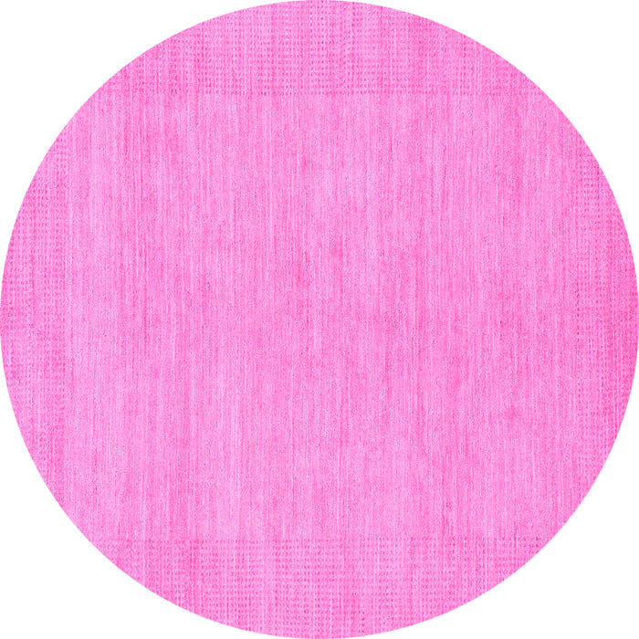 Round Machine Washable Solid Pink Modern Rug, wshabs1583pnk