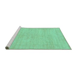 Sideview of Machine Washable Solid Turquoise Modern Area Rugs, wshabs1583turq