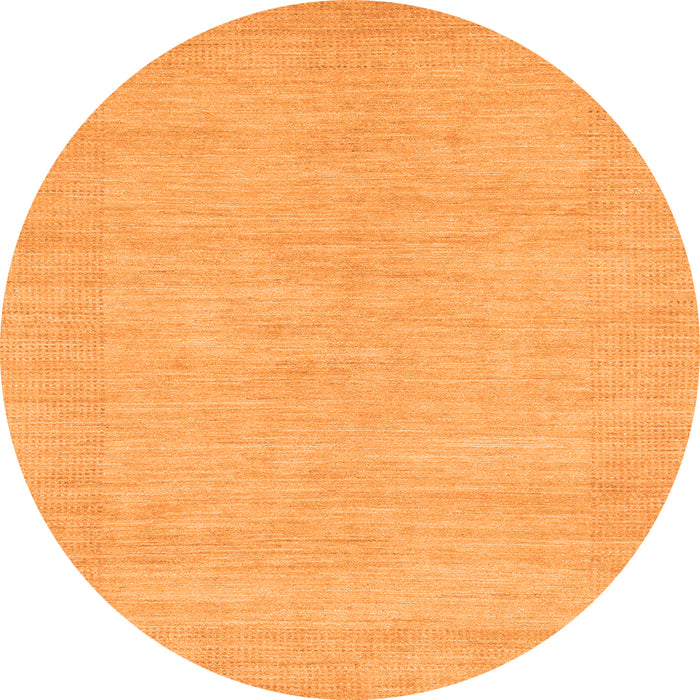 Round Machine Washable Solid Orange Modern Area Rugs, wshabs1583org