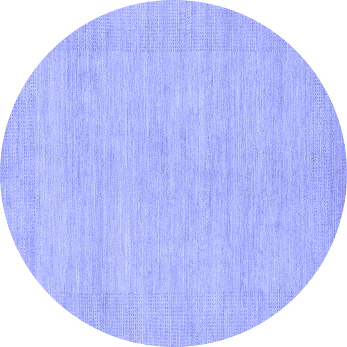 Round Machine Washable Solid Blue Modern Rug, wshabs1583blu
