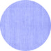 Round Machine Washable Solid Blue Modern Rug, wshabs1583blu