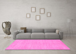 Machine Washable Solid Pink Modern Rug in a Living Room, wshabs1583pnk
