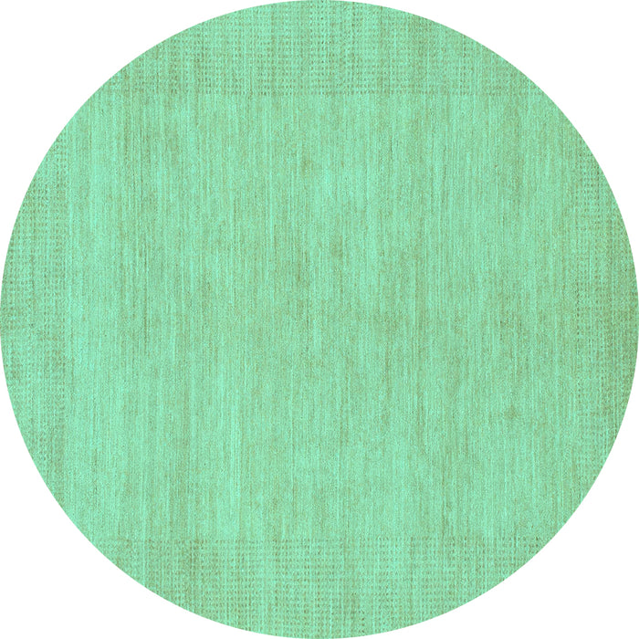 Round Machine Washable Solid Turquoise Modern Area Rugs, wshabs1583turq