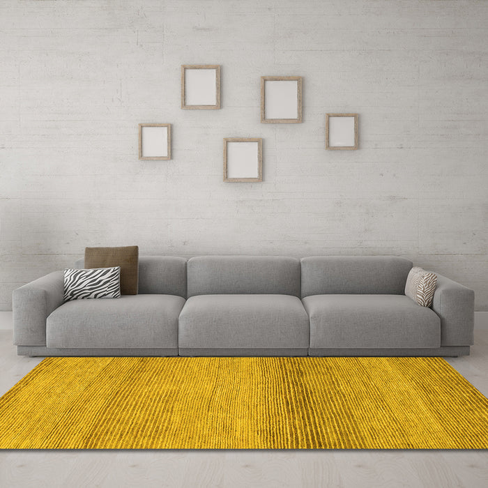 Machine Washable Abstract Yellow Modern Rug in a Living Room, wshabs1584yw