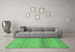 Machine Washable Abstract Emerald Green Modern Area Rugs in a Living Room,, wshabs1584emgrn