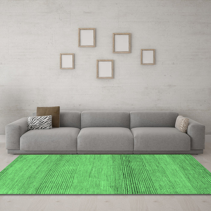 Machine Washable Abstract Emerald Green Modern Area Rugs in a Living Room,, wshabs1584emgrn