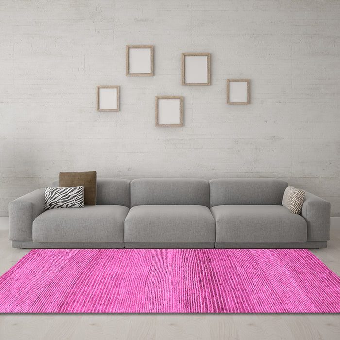 Machine Washable Abstract Pink Modern Rug in a Living Room, wshabs1584pnk