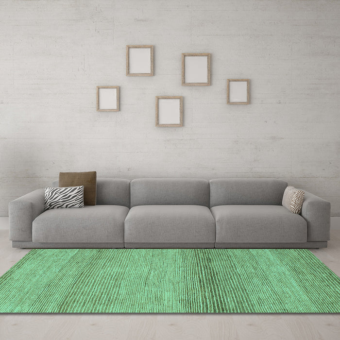 Machine Washable Abstract Turquoise Modern Area Rugs in a Living Room,, wshabs1584turq