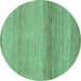 Round Abstract Turquoise Modern Rug, abs1584turq