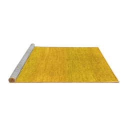 Sideview of Machine Washable Abstract Yellow Modern Rug, wshabs1585yw
