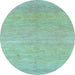 Round Abstract Light Blue Modern Rug, abs1585lblu