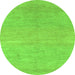 Round Abstract Green Modern Rug, abs1585grn