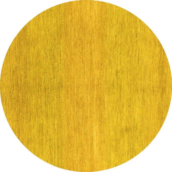 Round Abstract Yellow Modern Rug, abs1585yw